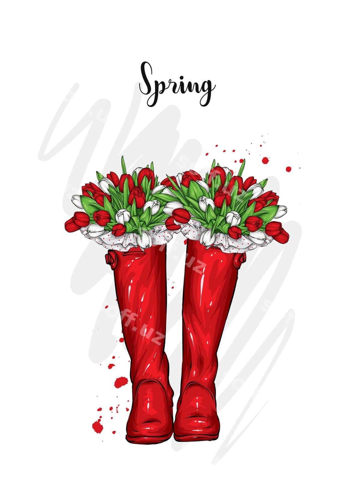 Botinok lolalar bilan bahor gullari | Boots with tulips spring flowers 1