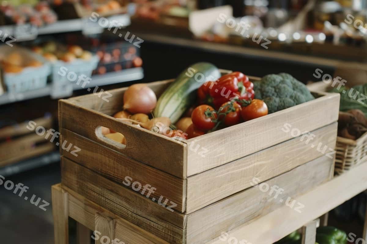 Quticha yangi ovqat namunasi | Box with fresh food mockup 1