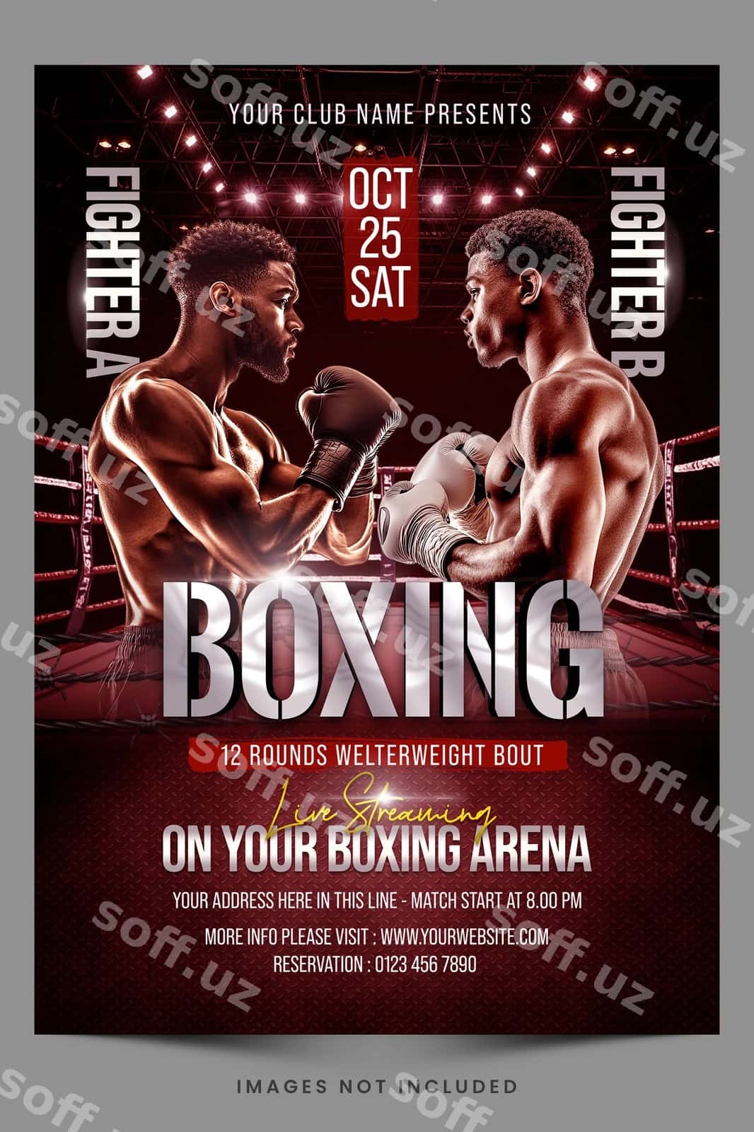 Boks chempionati PSD flyer shablon | Boxing championship psd flyer template 1