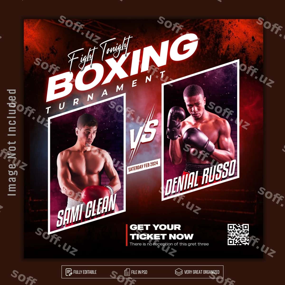 Boks ijtimoiy tarmoqlar posti PSD | Boxing social media post psd 1