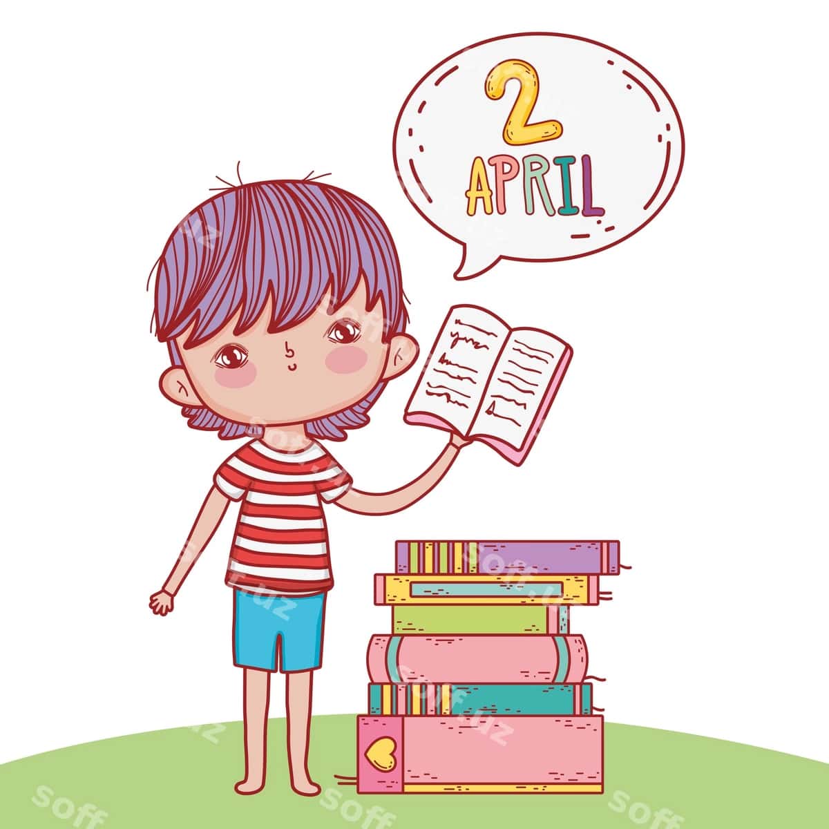 Kitoblar bilan o'g'il ta'lim chat pufagi | Boy with books education chat bubble 1