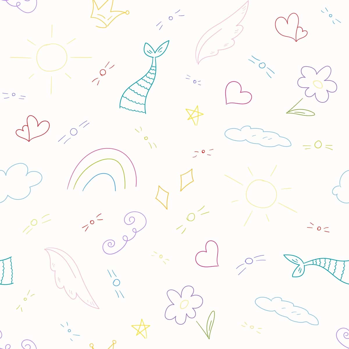 Choksiz naqsh turli doodle chizmalar yoqimli bolalarcha uslub | Seamless pattern different doodle drawings cute childish style 1