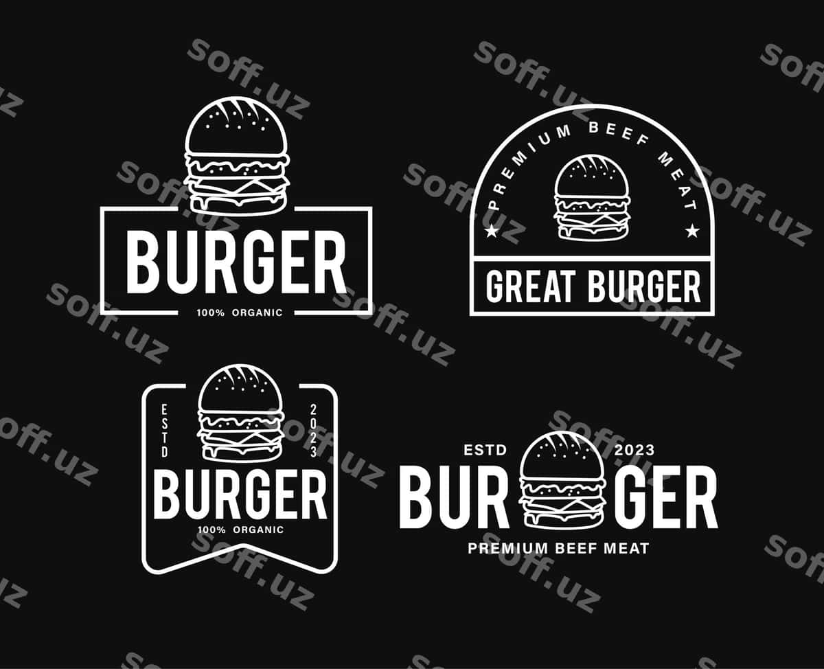 Burger logo shablon dizayni | Burger logo template design 1