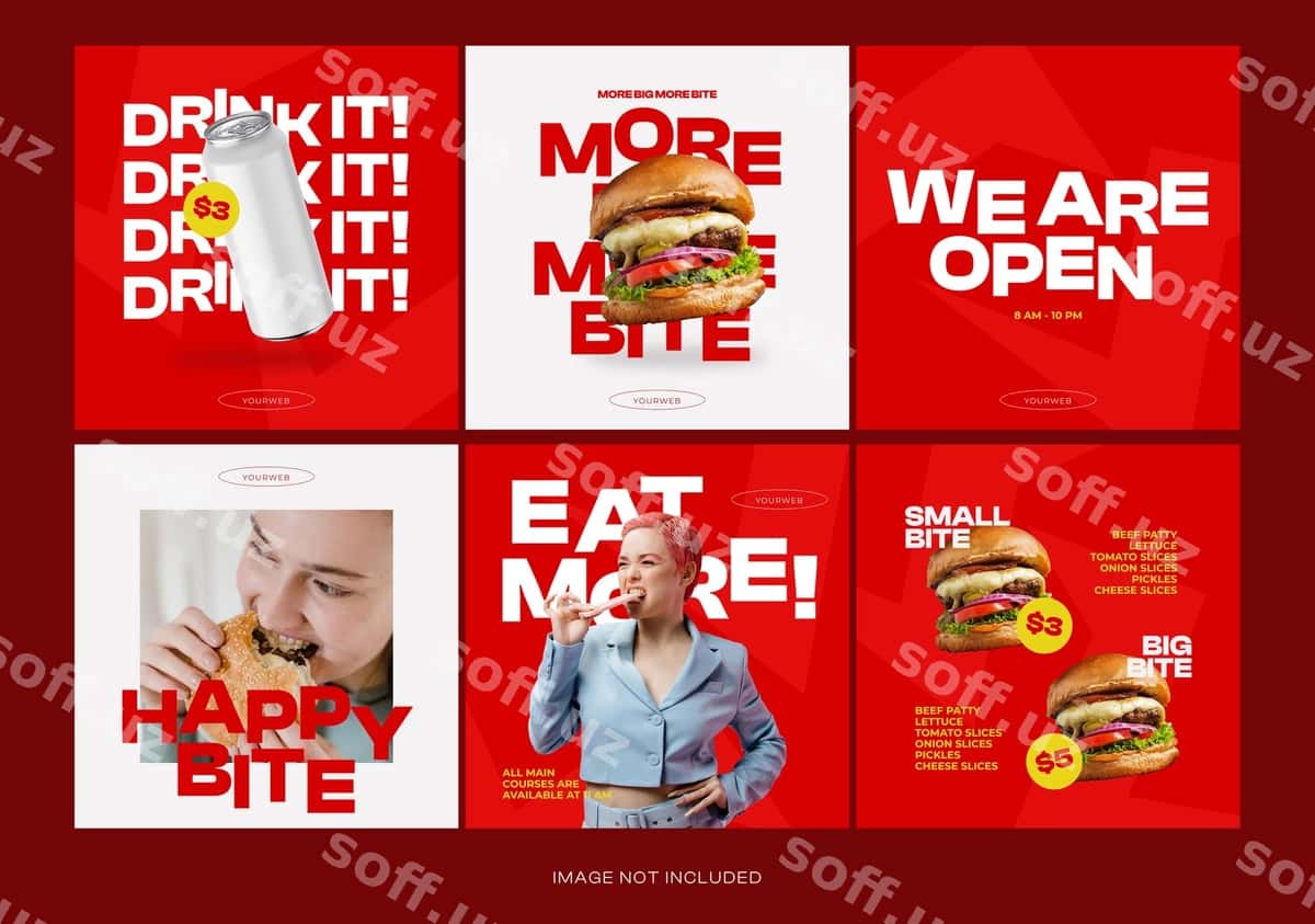 Burger ijtimoiy tarmoq post shabloni | Burger social media post template 1