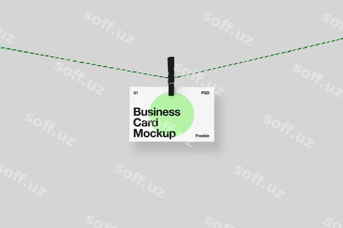 Bisnes karta namunasi kiyik chizi | Business card mockup clothesline 1