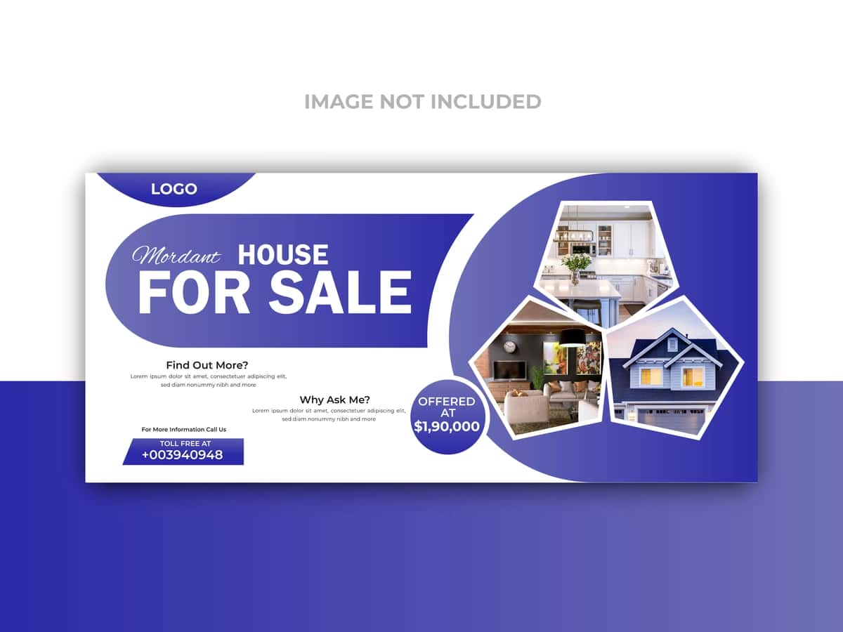 Uy sotuvi varaqasi zamonaviy ko'chmas mulk reklama taxtasi dizayni | House sale flyer modern real estate advertisement billboard design 1