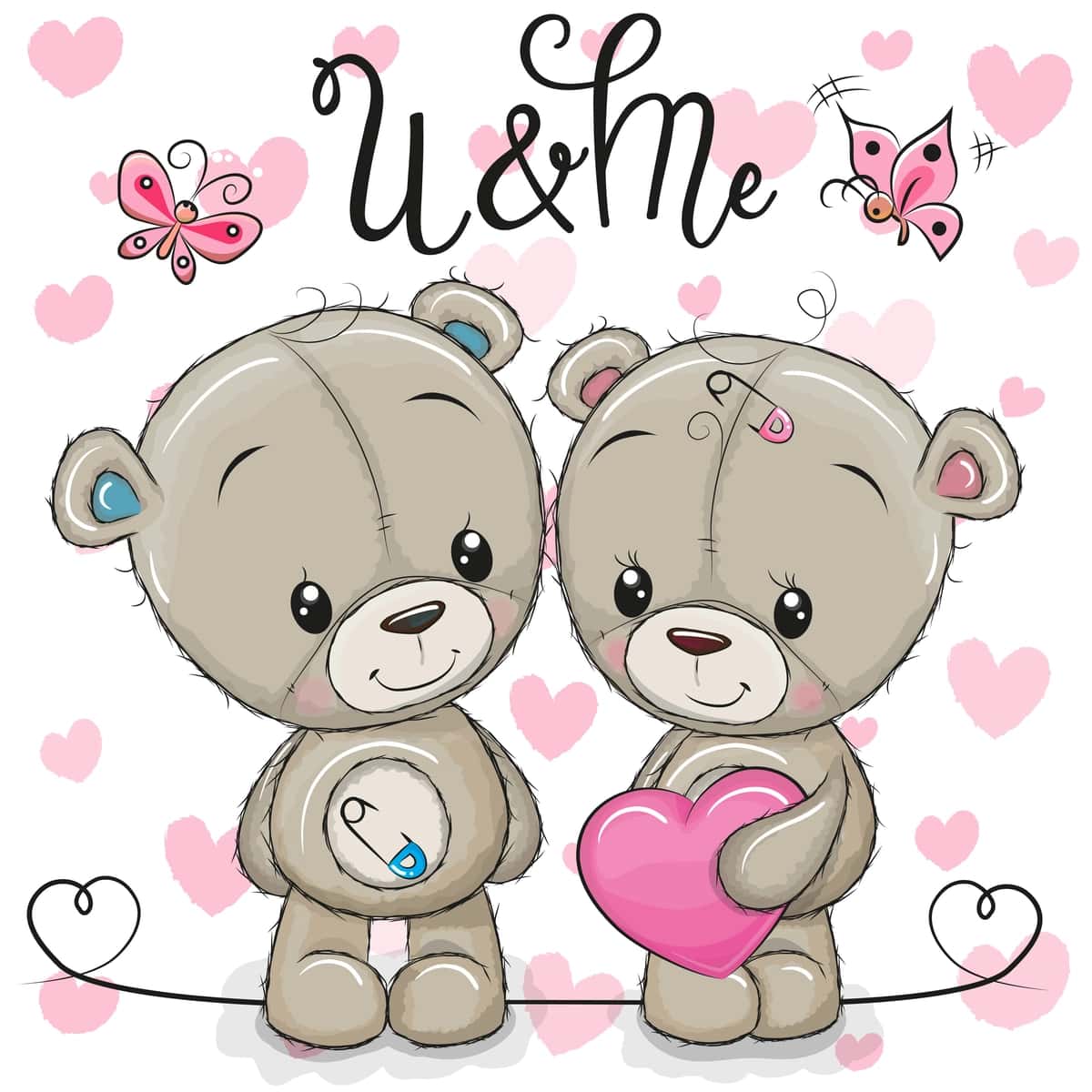 Teddy bola o'yinchoq qiz yurak fon | Teddy boy teddy girl hearts background 1