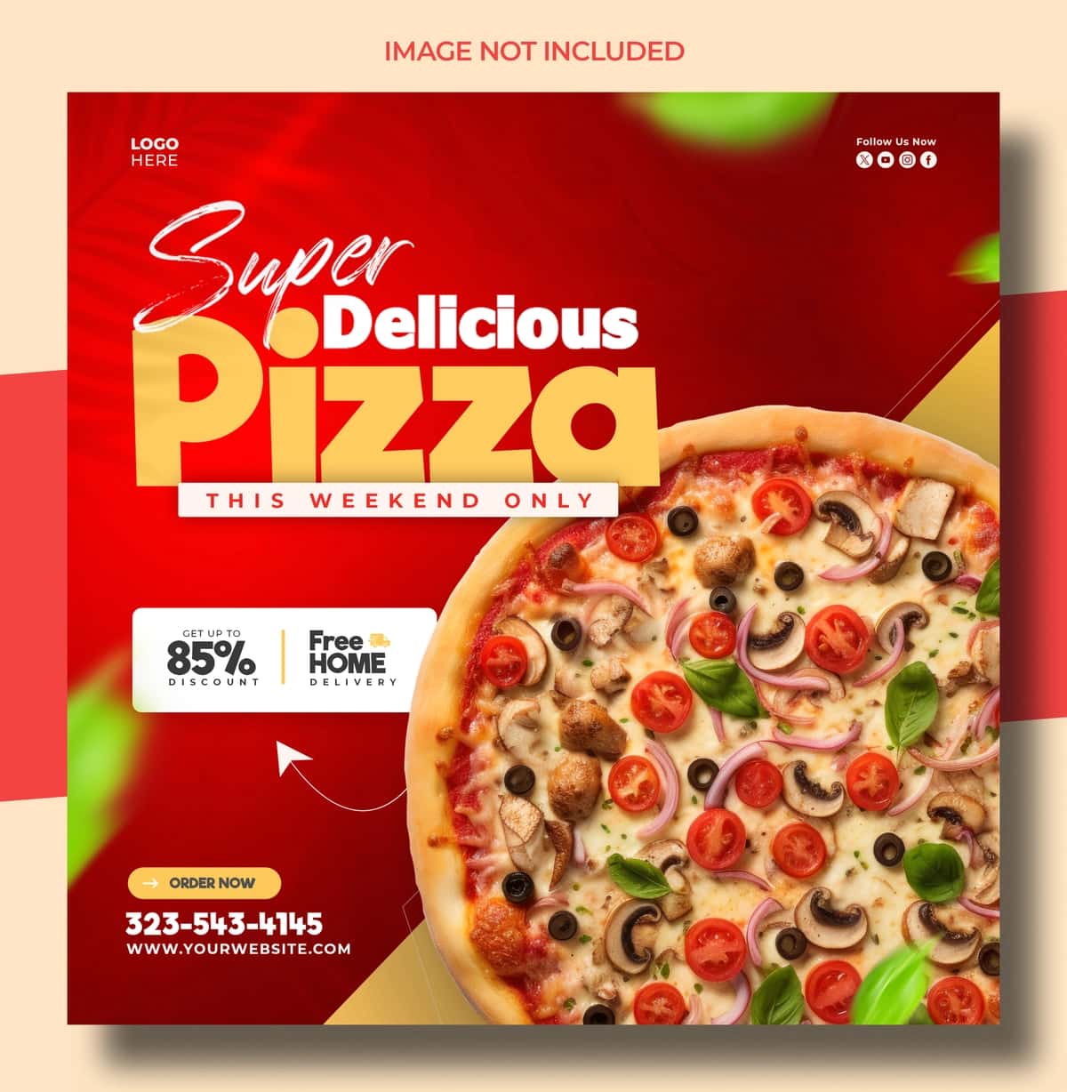Pizza taomlari menyusi restorani ijtimoiy media postining instagram banner shabloni | Pizza food menu restaurant social media post instagram banner template 1