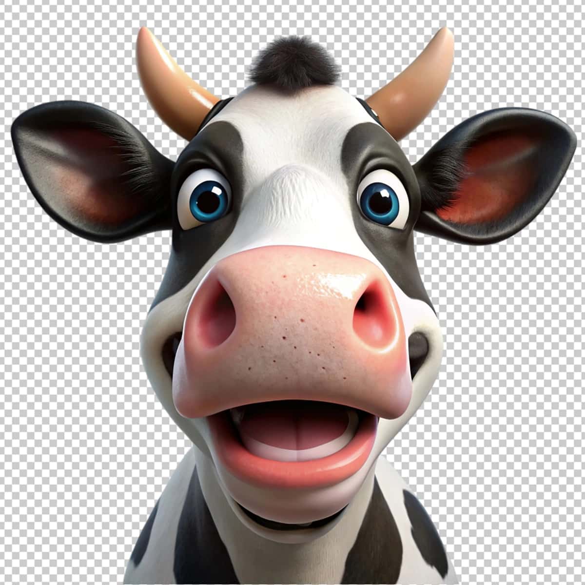 3D yoqimli sigir shaffof fon | 3d cute cow transparent background 1