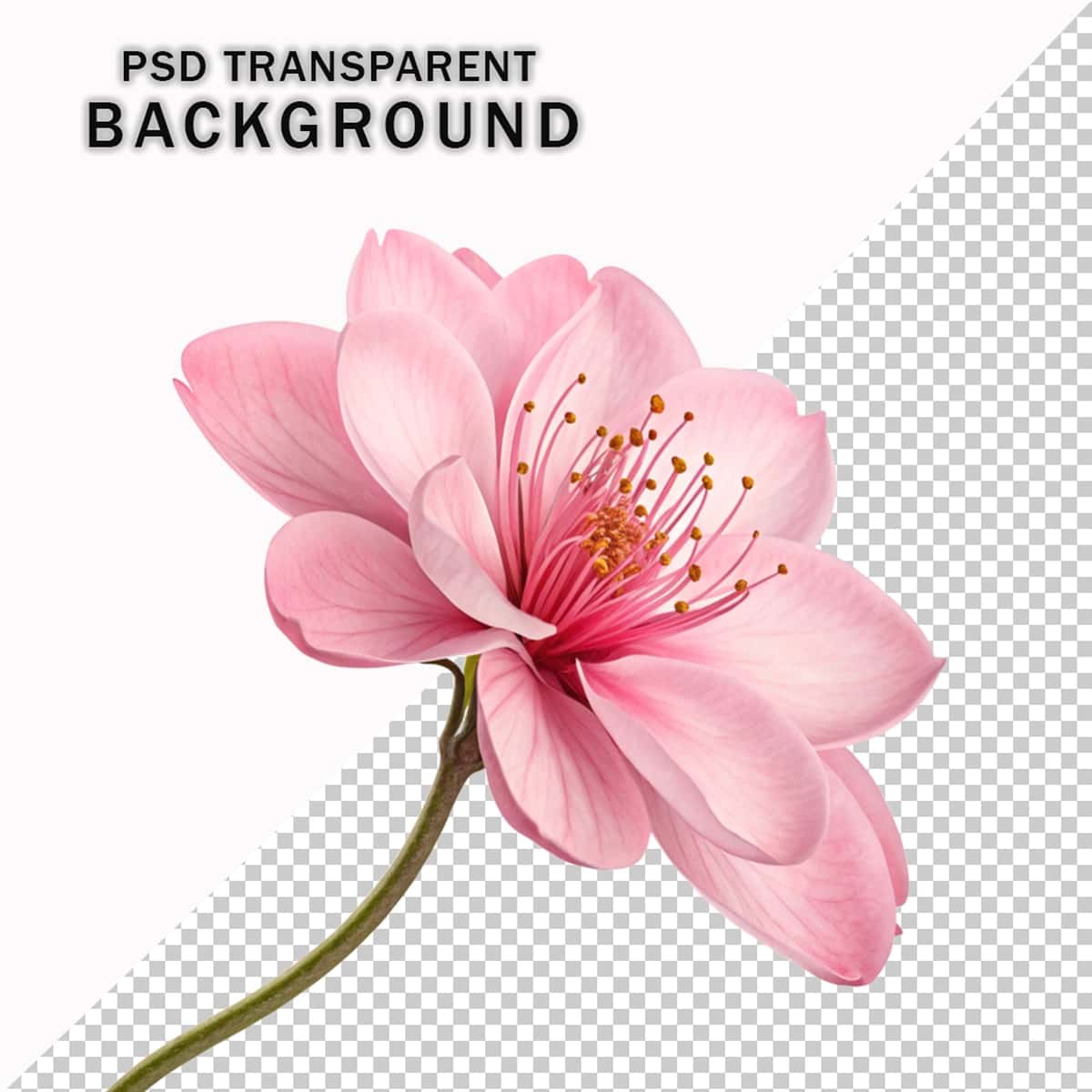 3D pushti gul izolyatsiya qilingan shaffof fon | 3d pink flower isolated transparent background 1