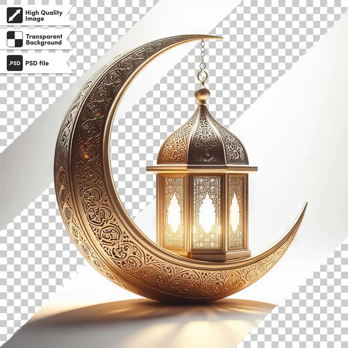 Psd ramazon kareem fon fonarlari oltin bezakli yarim oy Ramzan | Psd ramadan kareem background lanterns golden ornate crescent ramzan 1