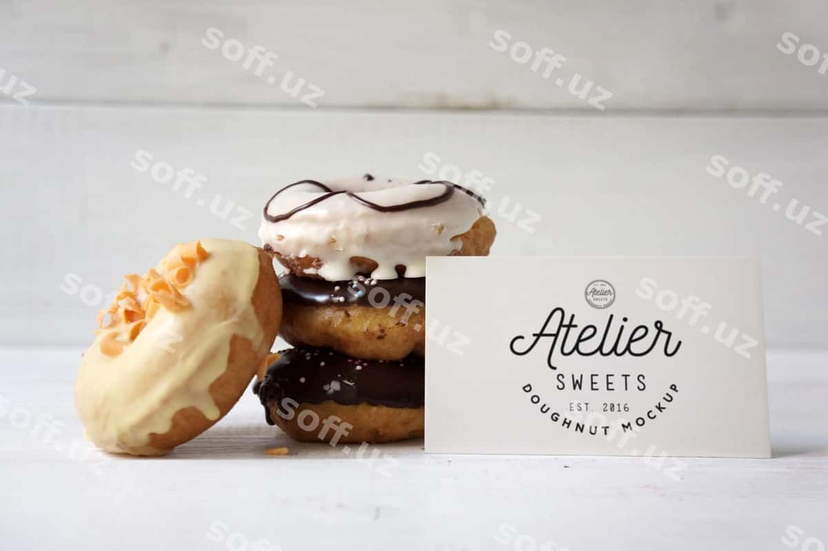 Kartochka namunasi ponyushkilari | Card mockup doughnuts 1