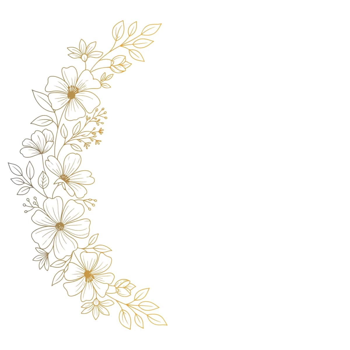 Qo'lda chizilgan oqlangan oltin gradient gulli chegara vektor tasviri | Elegant gold gradient floral border vector illustration with handdrawn 1