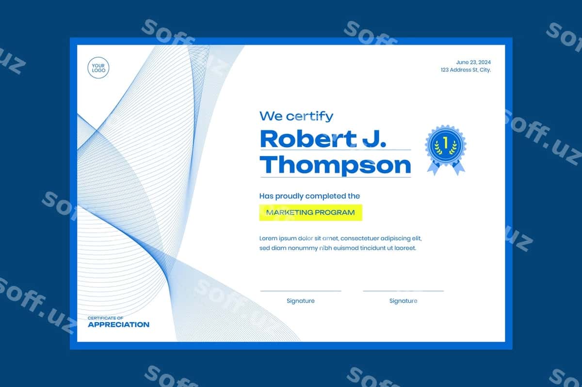 Shahmat qiymat berish shabloni dizayni | Certificate appreciation template design 1