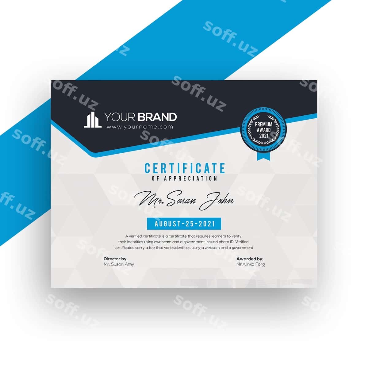 Guvohnoma shabloni dizayni | Certificate template design 1