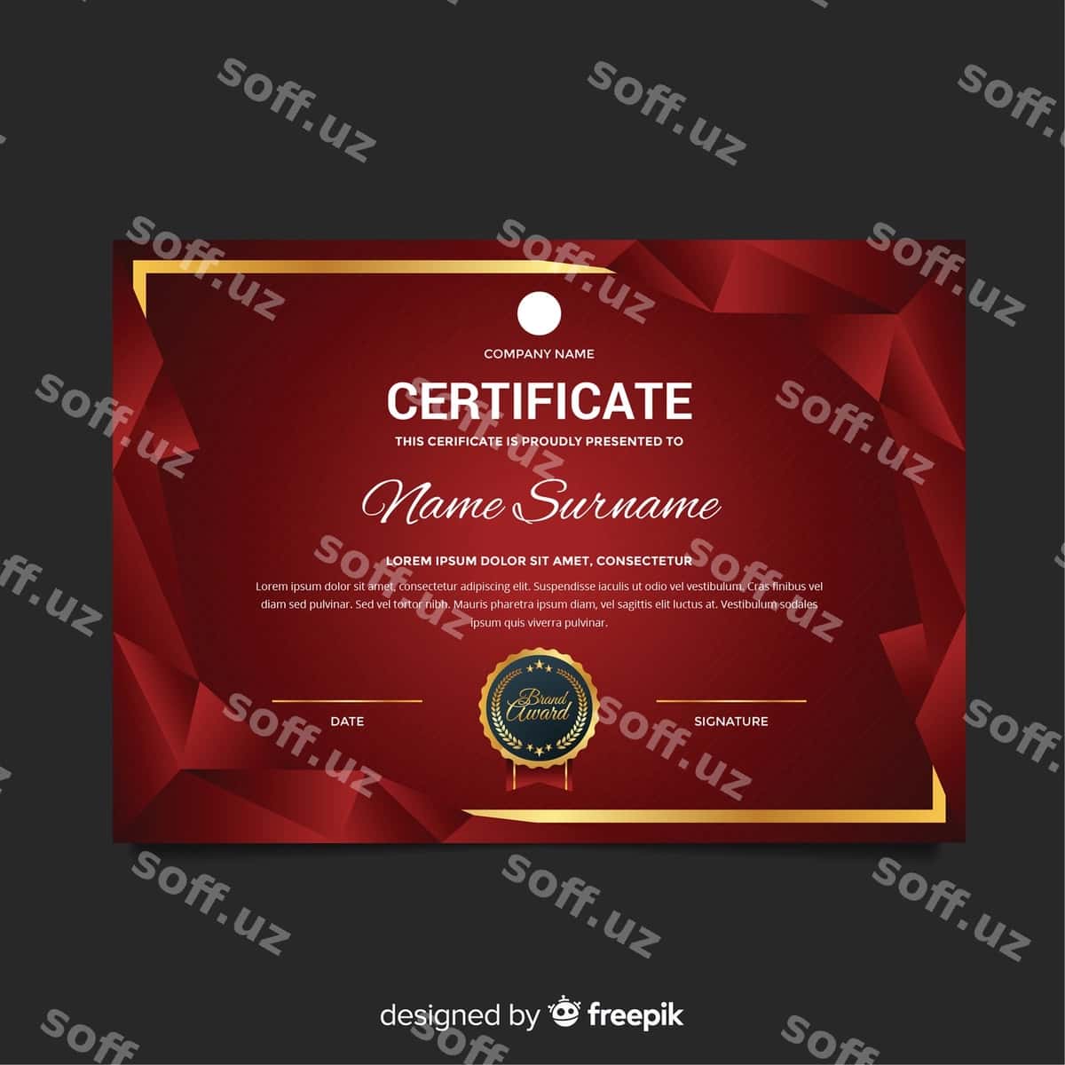 Sertifikat shabloni zamonaviy shakllar bilan | Certificate template with modern shapes 1