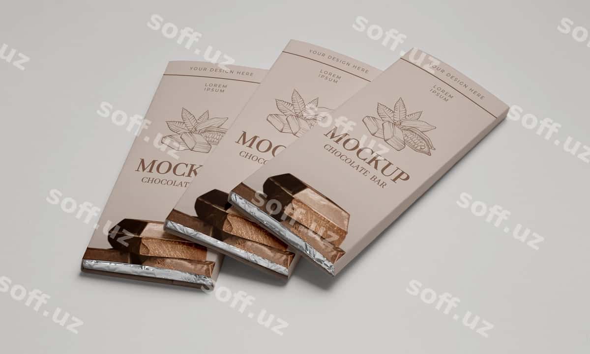 Shokolad bar qadoqlash mockup | Chocolate bar packaging mockup 1