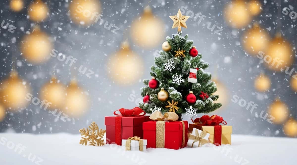 Rojdestvo orqa fon qor bilan | Christmas background with snow 1