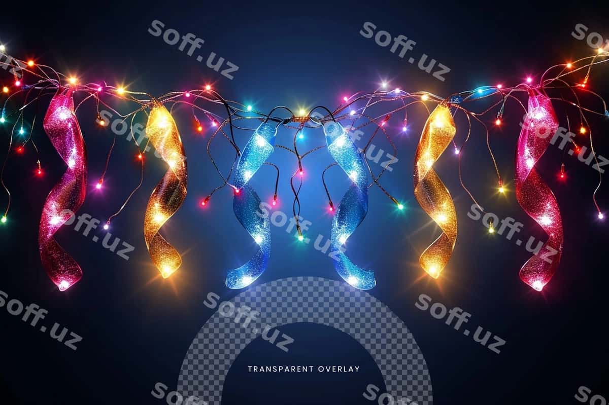 Rojdestvo yoritgichlari shaffof orqa fonda | Christmas lights transparent background 1