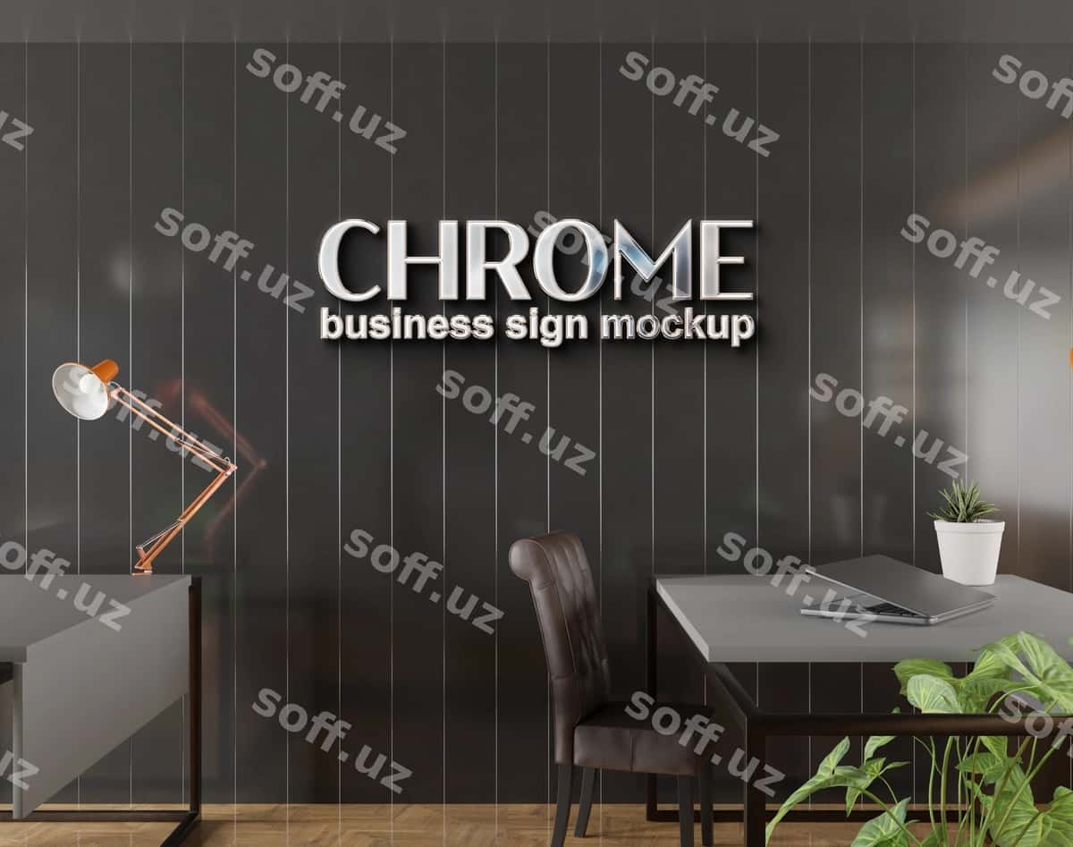 Chrome logotipi effekt mockup | Chrome logo effect mockup 1
