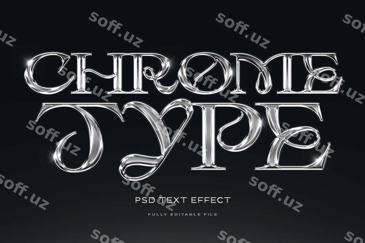Hrom shrift matn effekti | Chrome type text effect 1