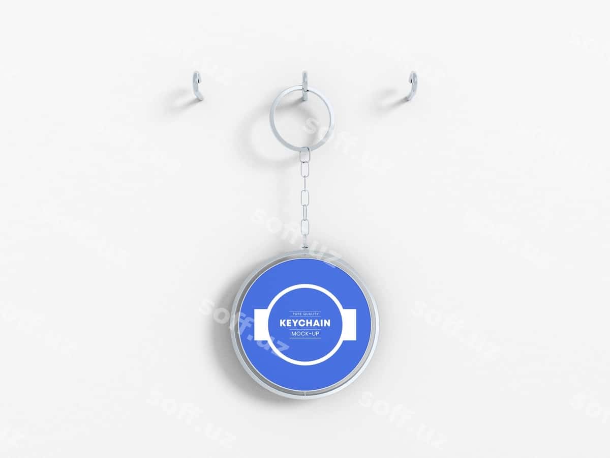 Aylanma metal kalit ip namunasi | Circular metal keychain mockup 1