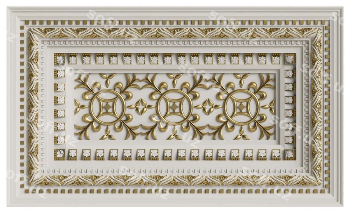 Klassik shift kesson 3D renderlash | Classic ceiling caisson 3d rendering 1