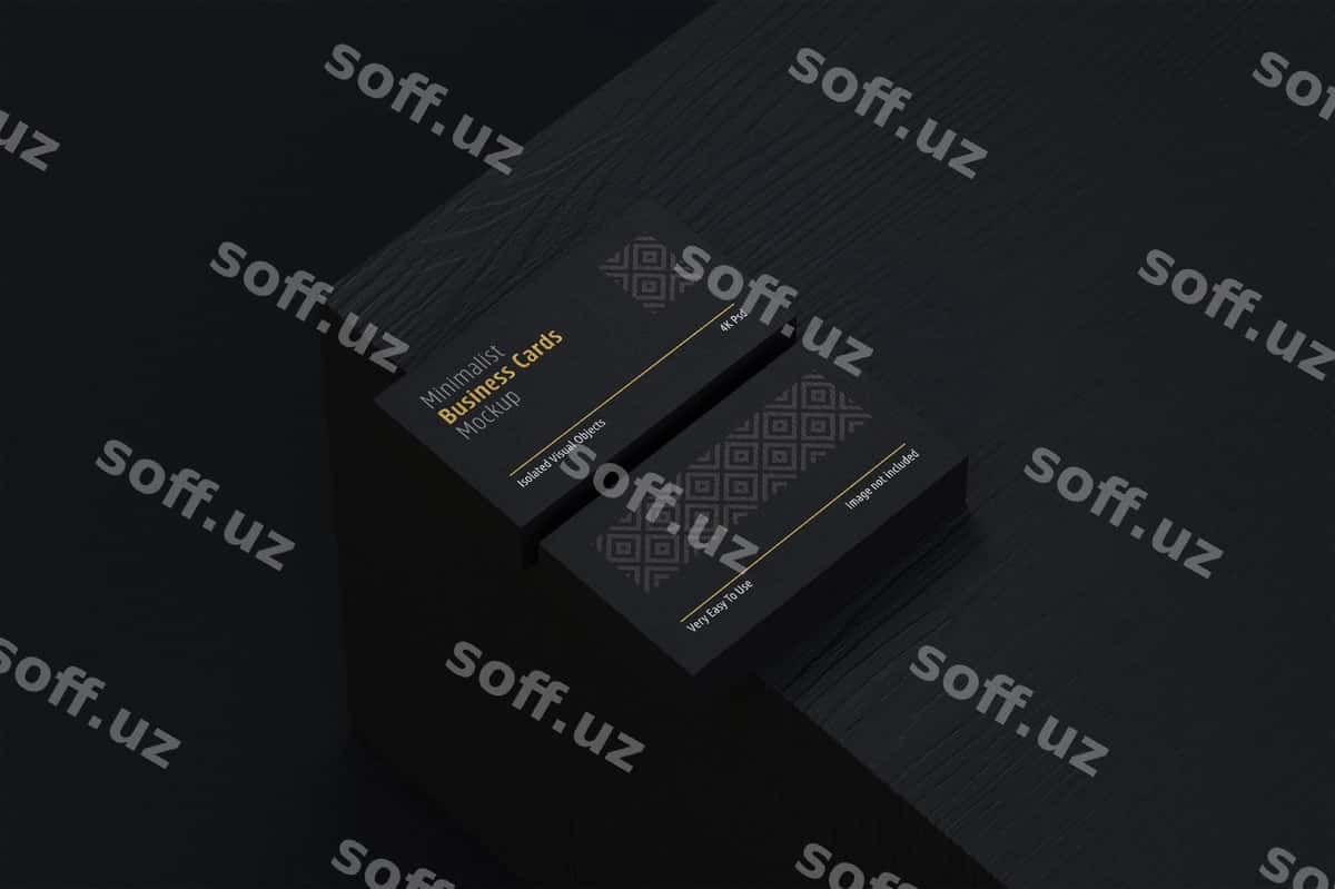 Toza biznes karta yog'och blok namunasi | Clean business card mockup wooden block 1