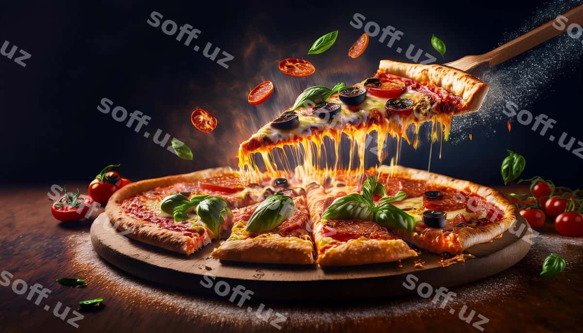Mazali pitsa yaqindan ko'rsatiladi | Close up delicious pizza 1