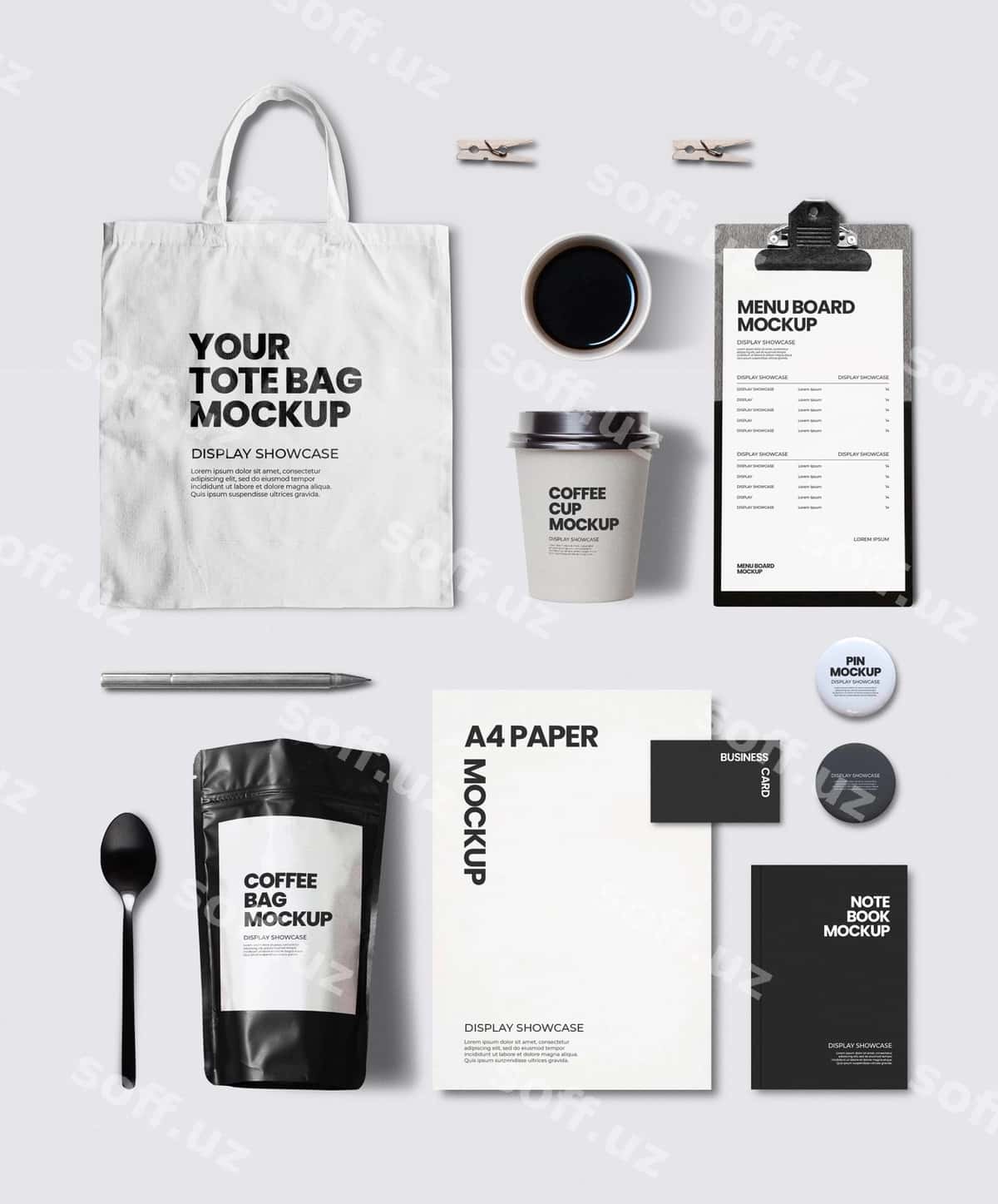 Kofe ish yuritish buyumlari maketi | Coffee stationery mockup 1