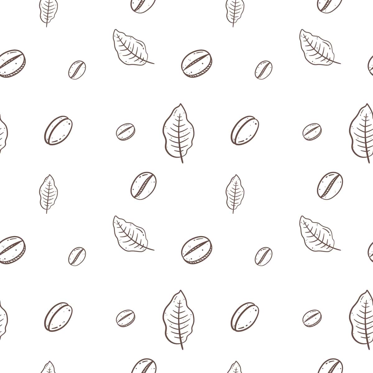 Choksiz naqsh qo'lda chizilgan barg qahva loviya | Seamless pattern hand drawn leaf coffee bean 1