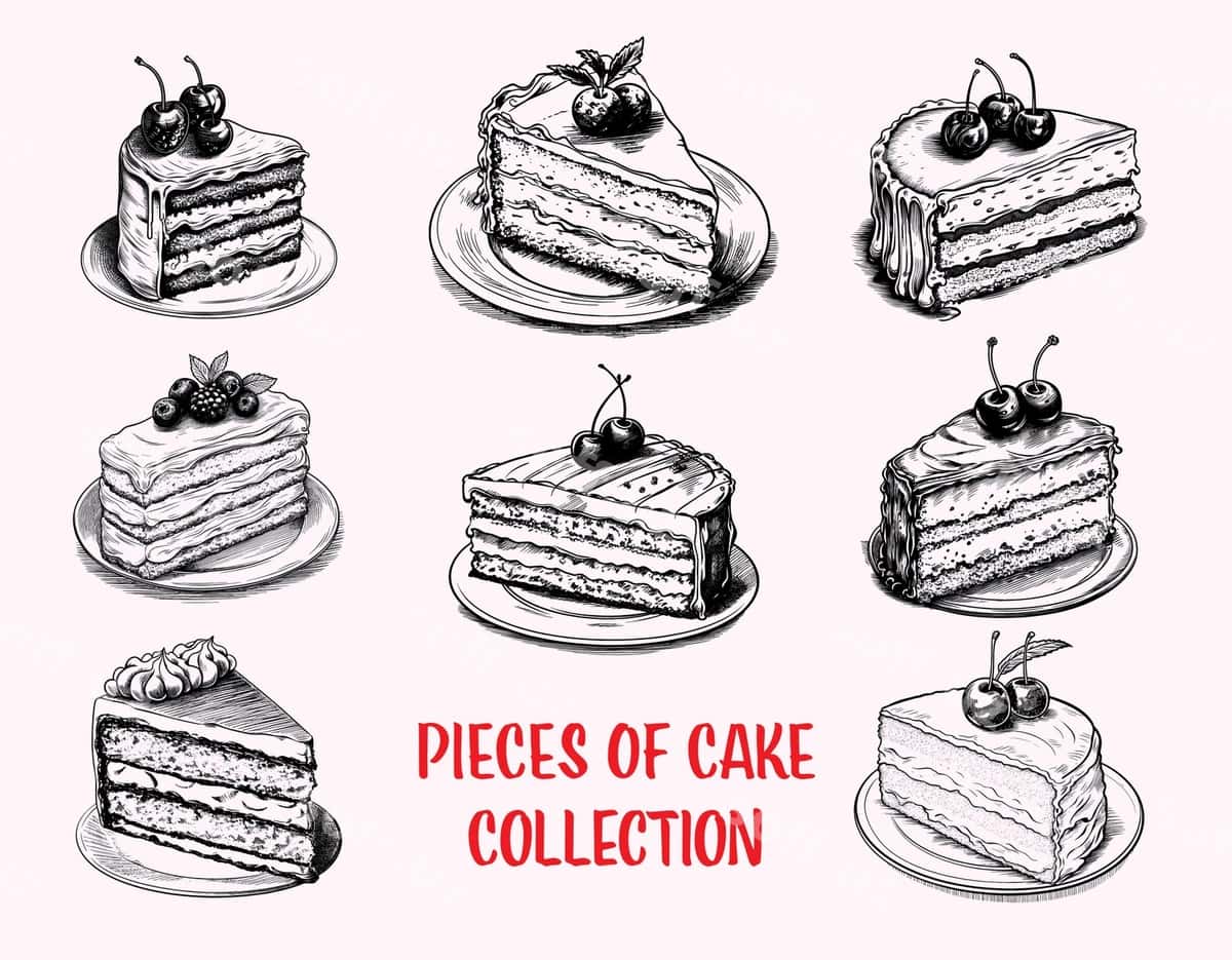 To'plama chizilgan bo'laklar tort | Collection drawn pieces cake 1