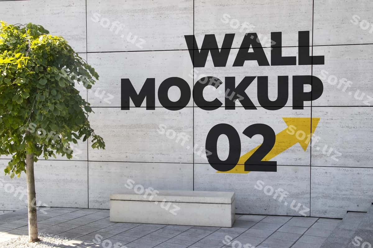 Betoni bloki teksturali devor namunasi | Concrete block textured wall mockup 1