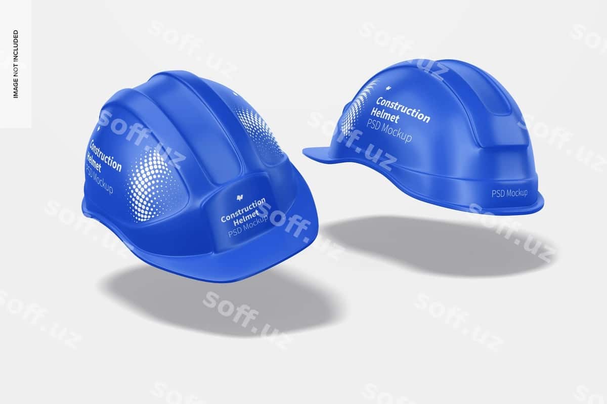 Qurilishboshqozonlari modeli suza | Construction helmets mockup floating 1