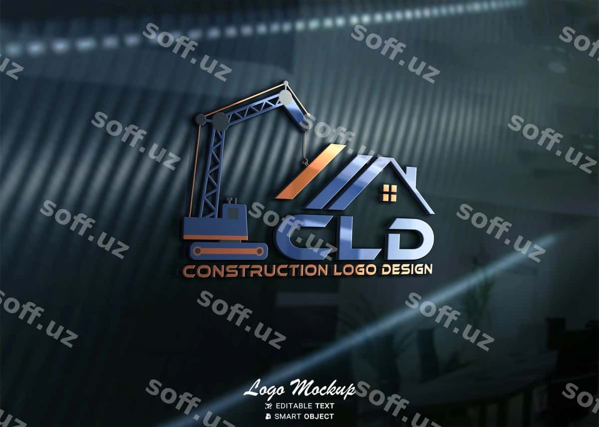 Qurilish logotip dizayn namunasi | Construction logo design mockup 1