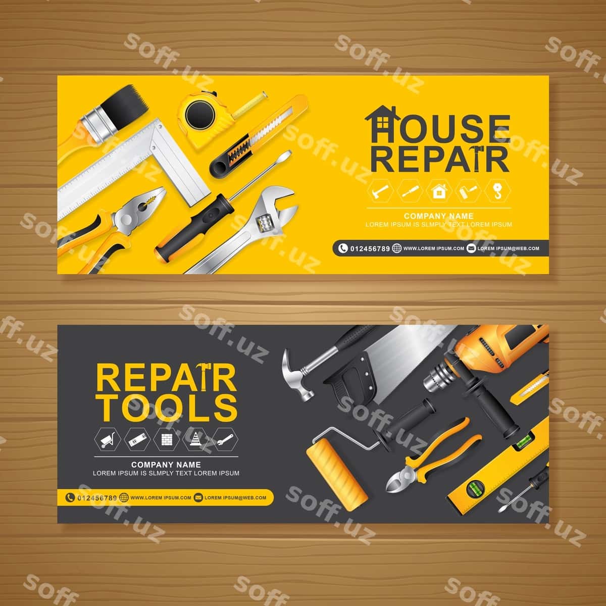 Qurilish asboblari baner dizayn shabloni | Construction tools banner design template 1