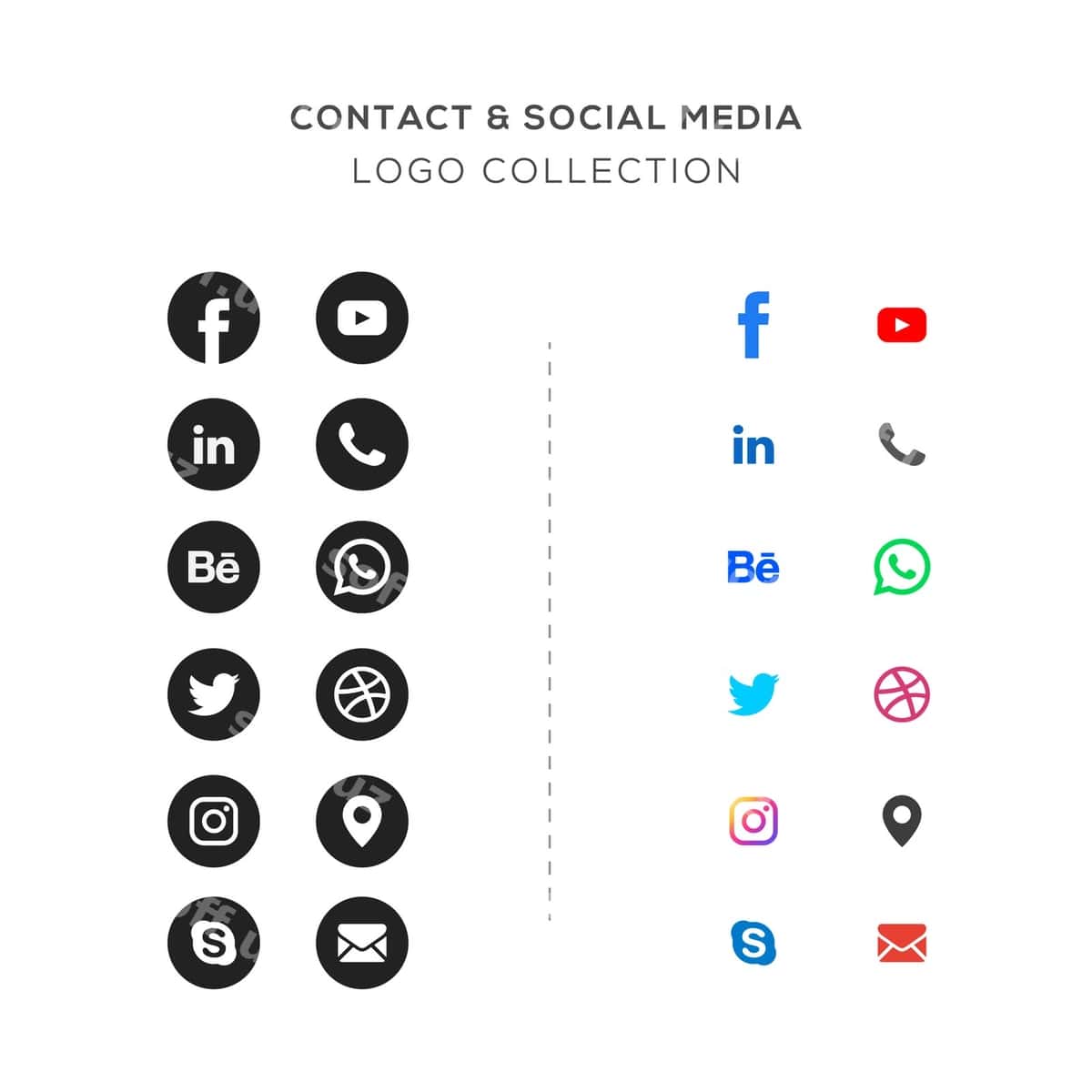 Aloqa ijtimoiy tarmoqlar logotiplari to'plami | Contact social media logos collection 1