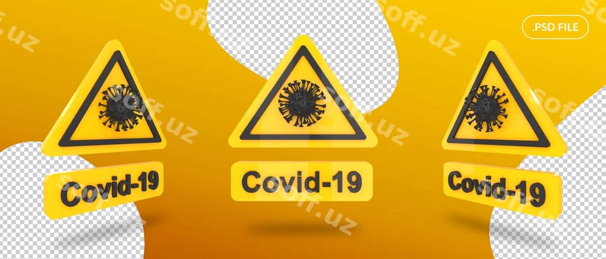 Covid ogohlantirish belgi doskasi isolatsiyalangan | Covid warning sign board isolated 1
