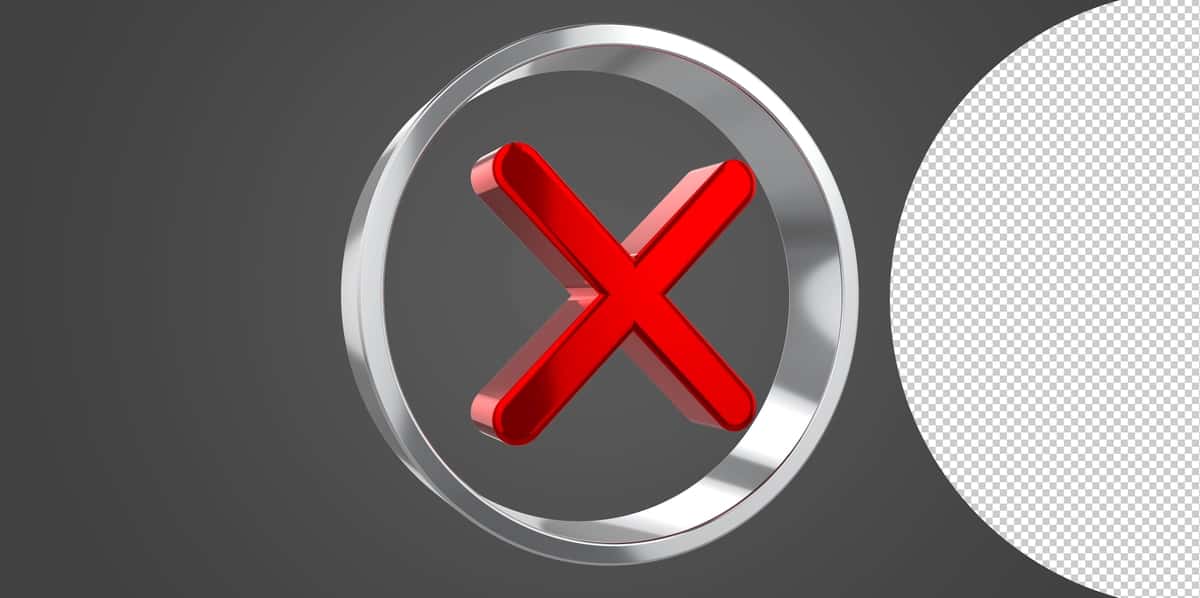 Shaffof fon bilan 3D render tasdiq belgisi xoch belgisi | 3d render check mark cross symbol with transparent background 1