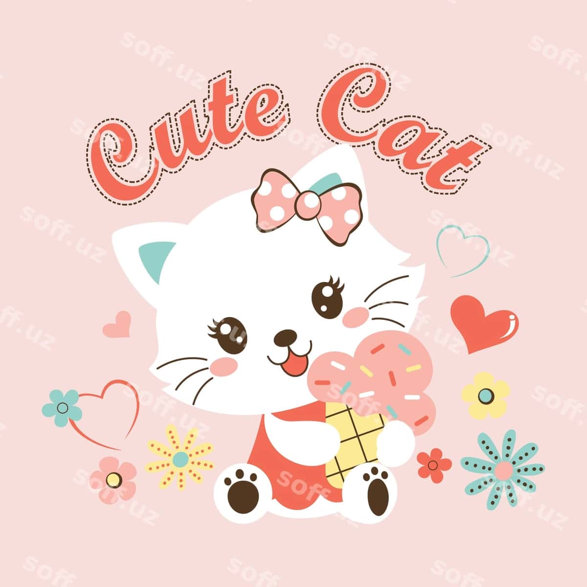 Mazali mushuk kartun vektori | Cute cat cartoon vector 1
