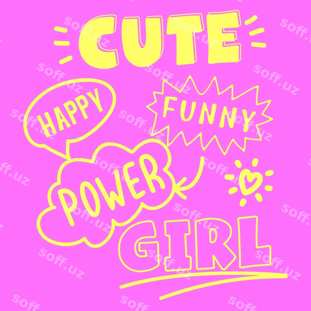 Mazali baxtli kuchli qiz chizmasi | Cute happy power girl doodle 1