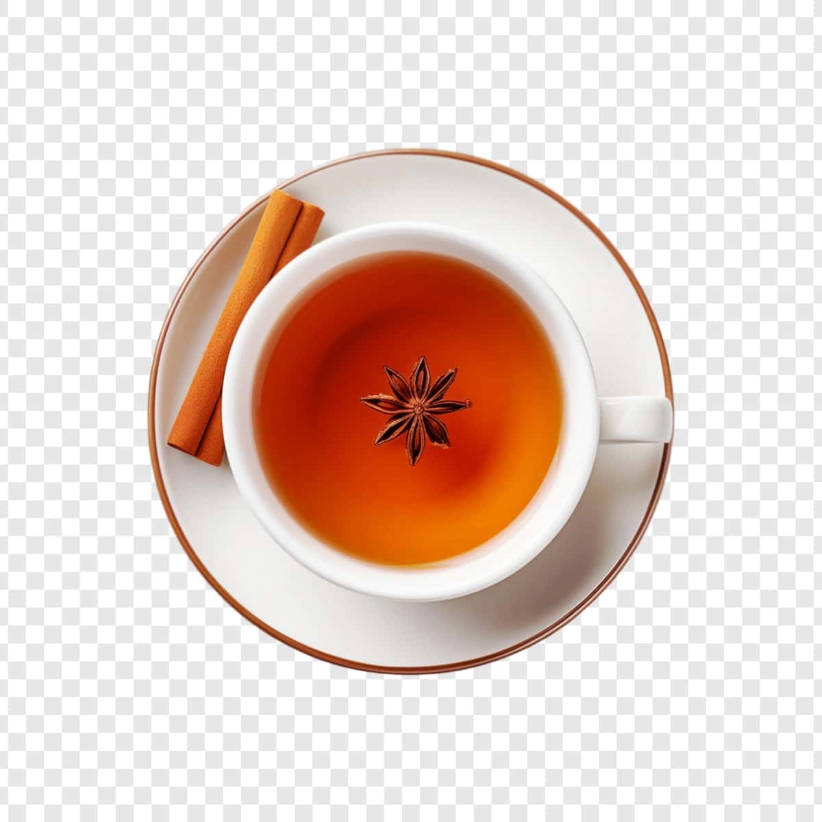 Yuqori ko'rinishdagi dolchin choyi izolyatsiyalangan shaffof fon | Top view cinnamon tea isolated transparent background 1
