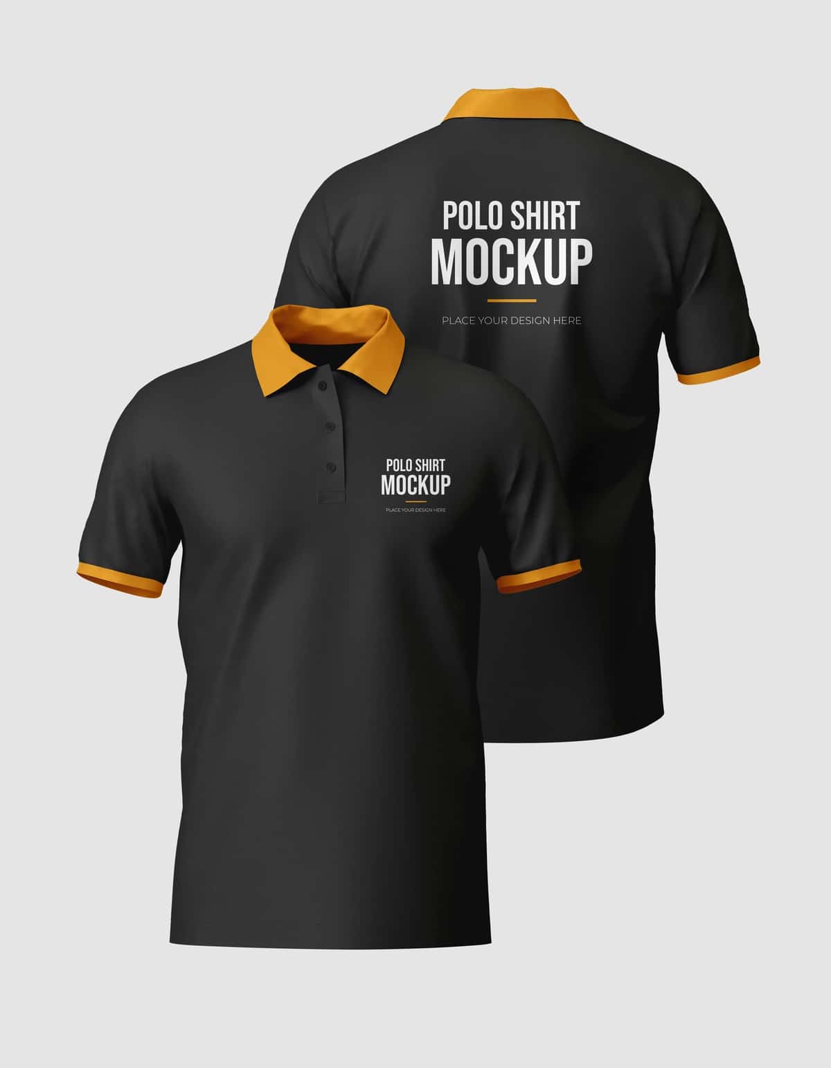 Oldindan yuqori darajadagi polo ko'ylak maketi | Premium polo shirt mockup front back 1