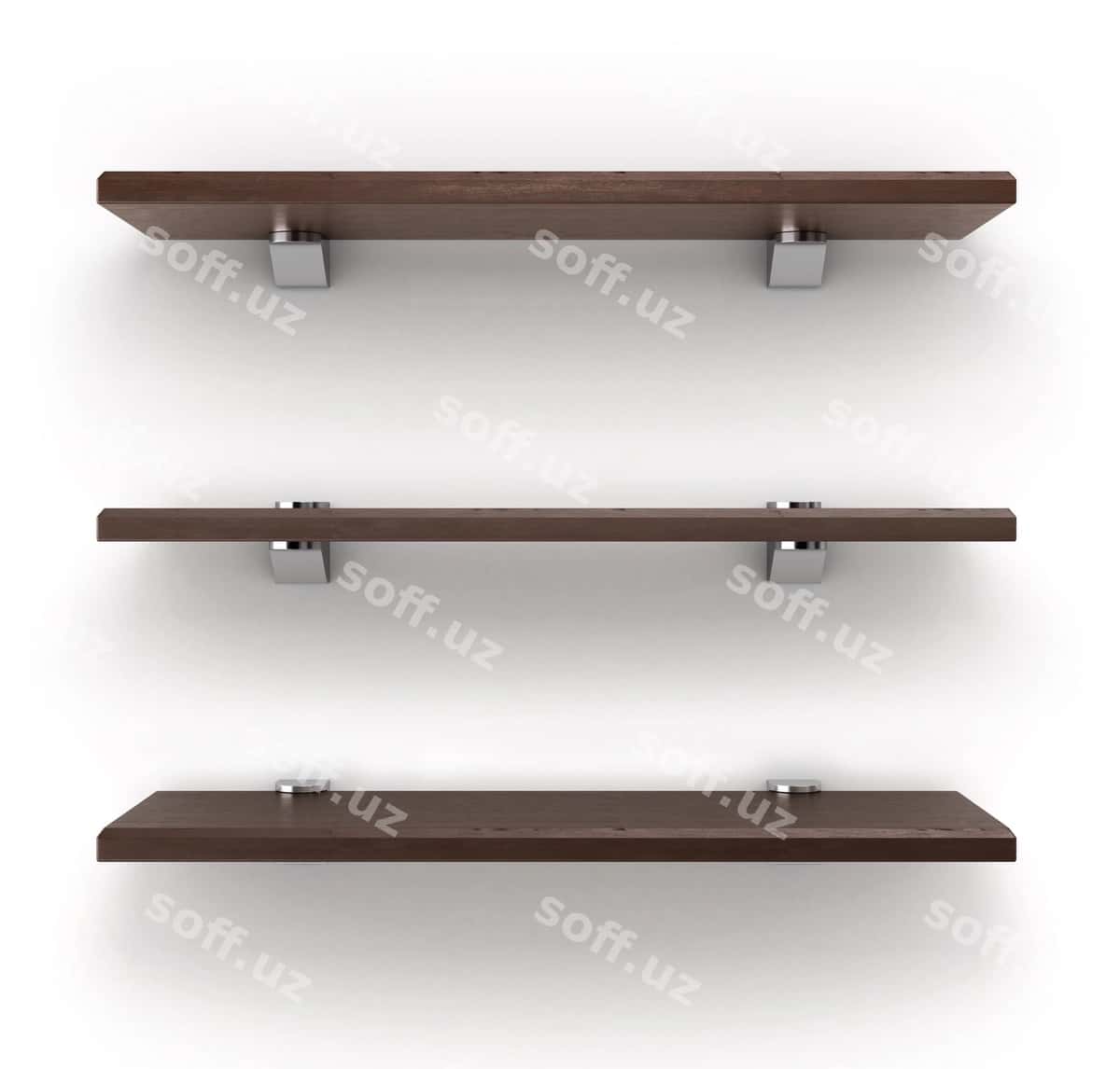 To'q rangli yog'och javonlar oq rangda | Darck wooden shelves isolated white 1