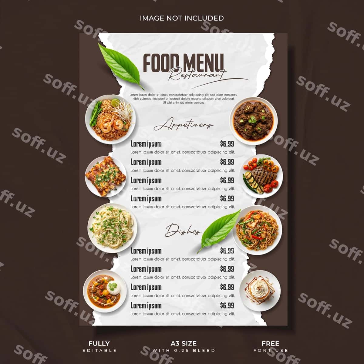 Mazali ovqatlar menyu shabloni | Delicious food menu template 1