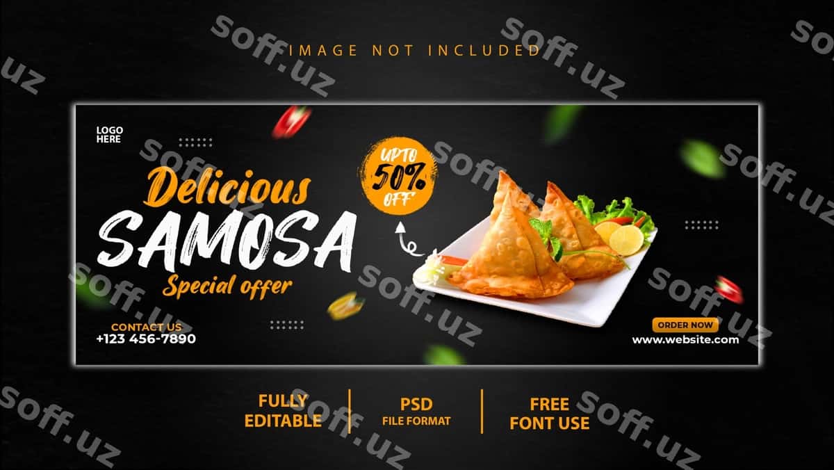 Mazali samsa facebook varaq shabloni | Delicious samosa facebook cover template 1