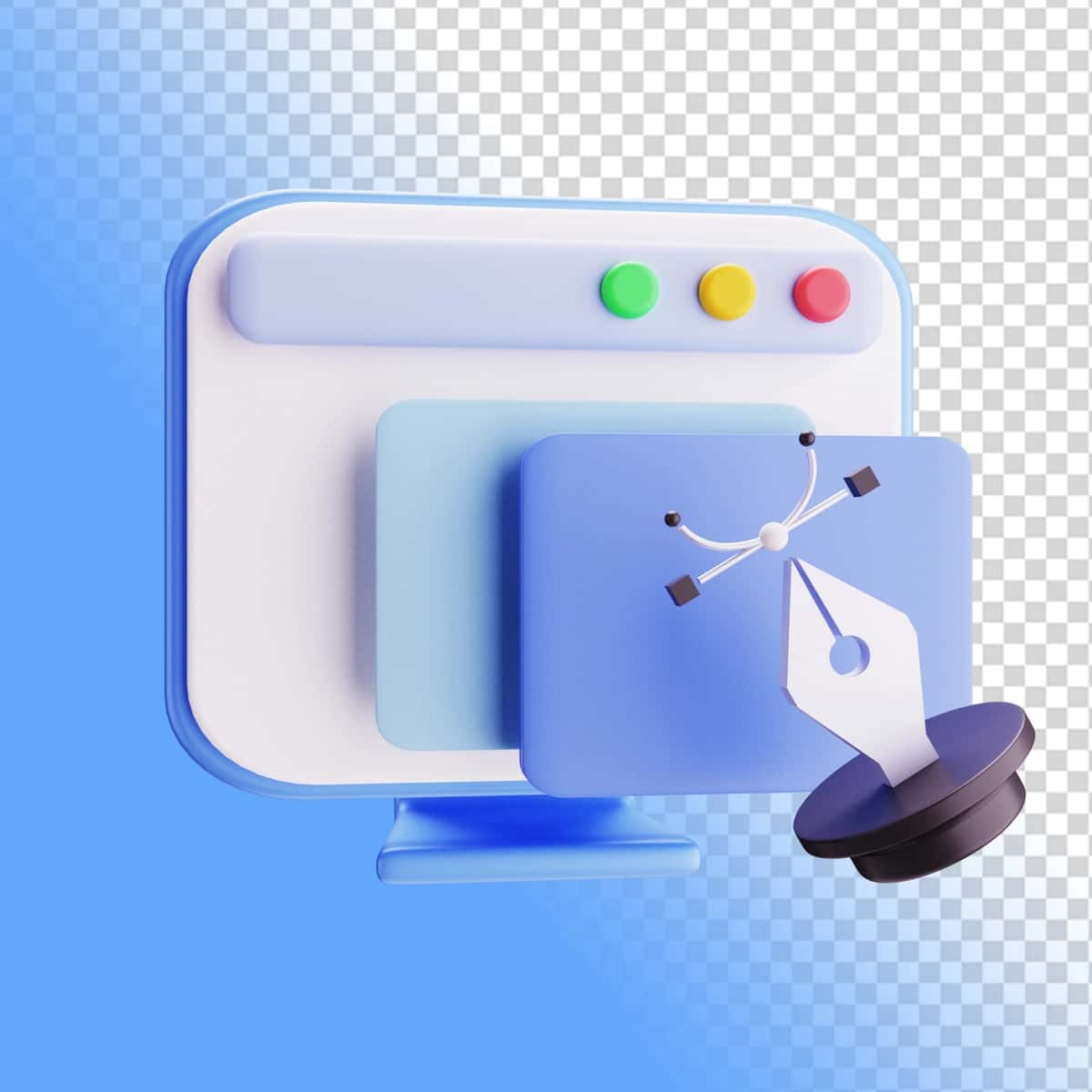3D renderlash qalam piktogramma tasviri vektor kontseptsiyasi vositalari dizayni | 3d rendering pen icon illustration vector concept tools design 1