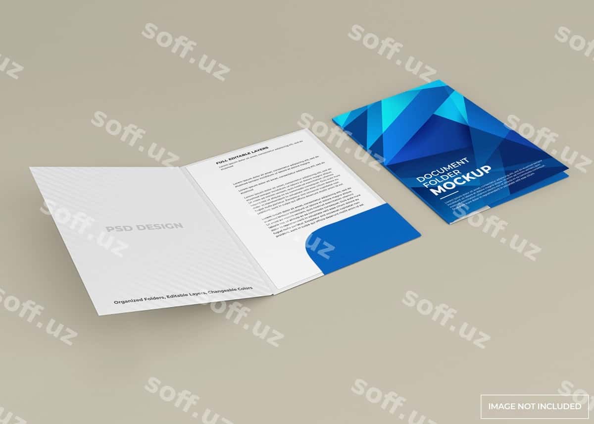 Hujjat papkasi mockup dizayni siloed | Document folder mockup design isolated 1