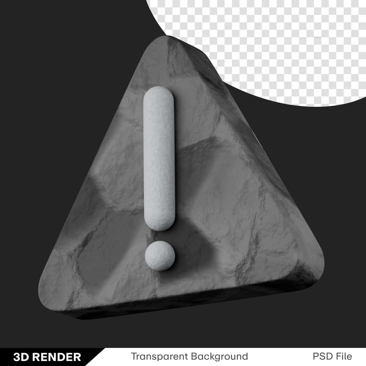 Undov belgisi tosh 3d png shaffof tasvir | Exclamation mark stone 3d png transparent image 1