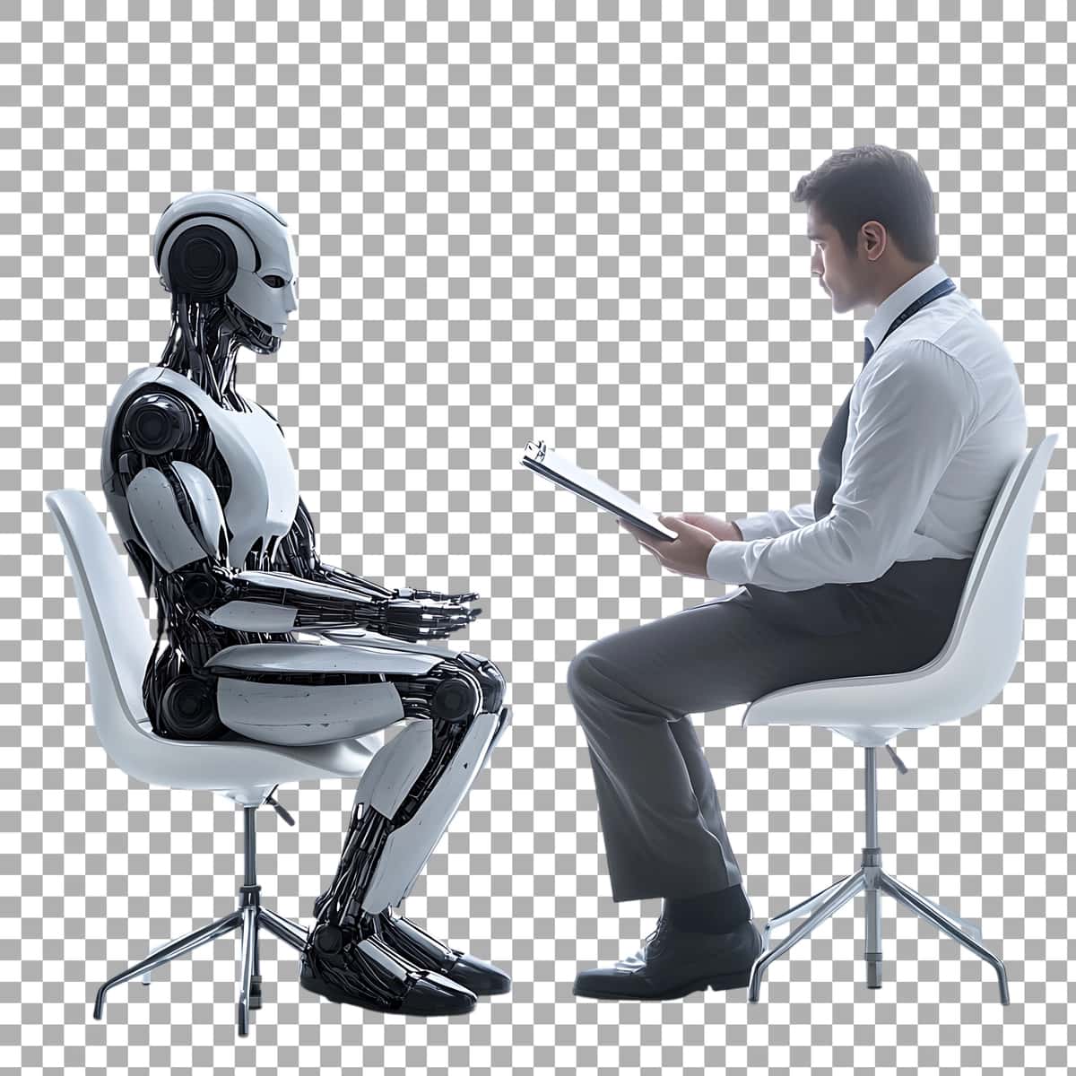 Png robot va insonga qarshi shaffof fon texnologiyasi futuristik | Png robot vs human against transparent background technology futuristic 1